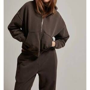 NEW ASHER rosie zip hoodie in chocolate